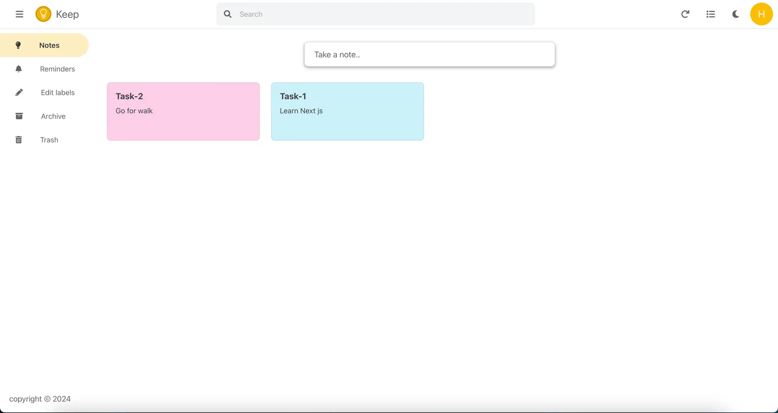 Screenshot of Keep Note
