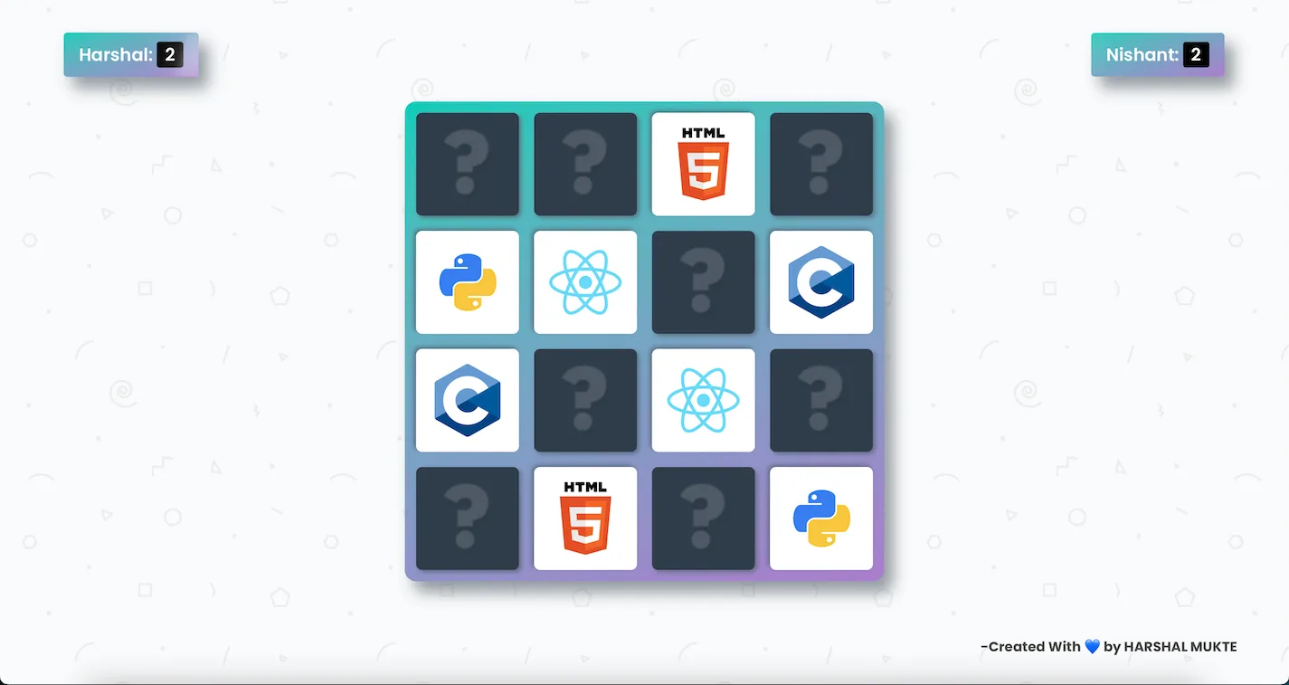 Screenshot of Memory Game